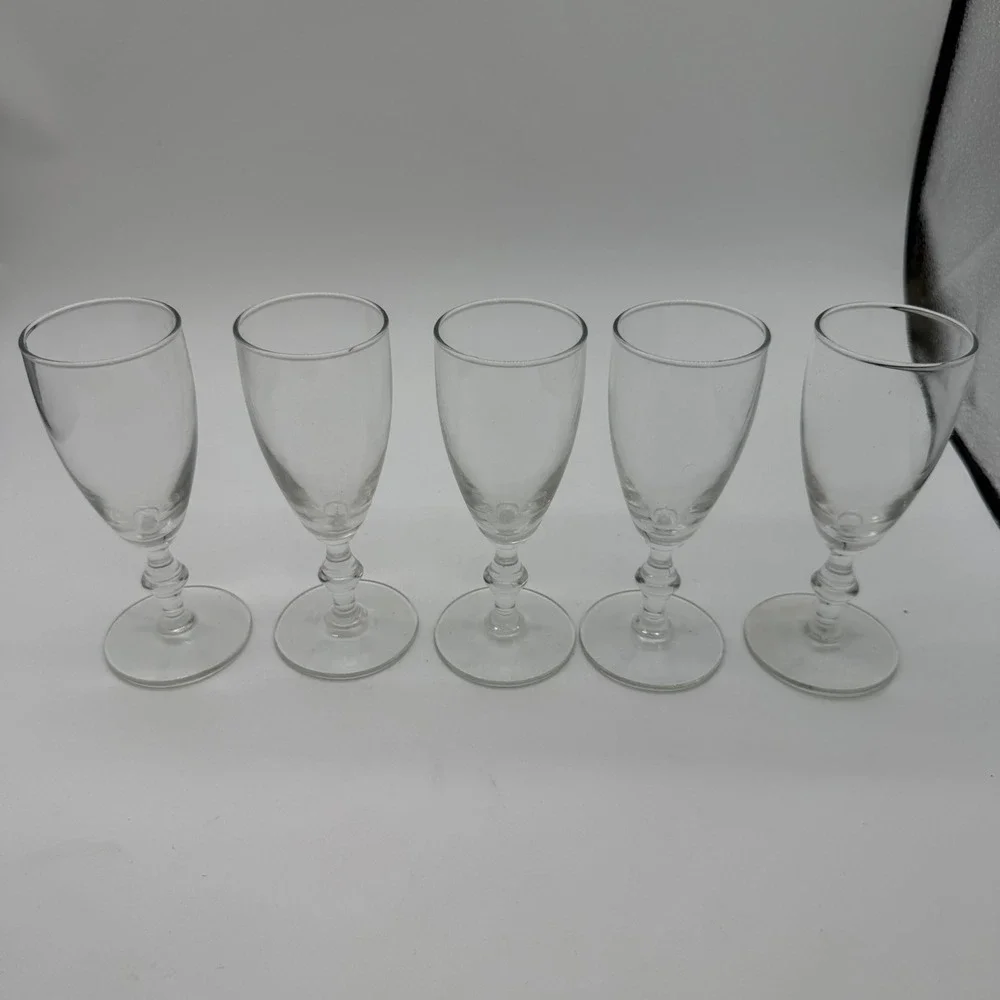VTG Glass Cordial Liqueur Baluster Stem Glasses Set 5 whiskey sour bareware